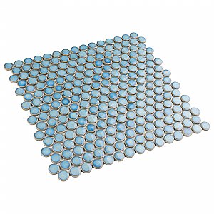 Hudson Penny Round Marine 11-7/8" x 12-5/8" Porcelain Mosaic Tile -10 Sheets Per Case -10.5 Sq. Ft.