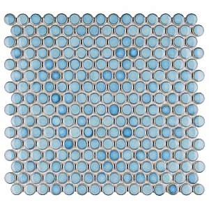 Hudson Penny Round Marine 11-7/8" x 12-5/8" Porcelain Mosaic Tile -10 Sheets Per Case -10.5 Sq. Ft.
