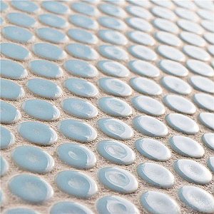 Hudson Penny Round Cashmere Blue 11-7/8" x 12-5/8" Porcelain Mosaic Tile -10 Sheets Per Case -10.5 Sq. Ft.