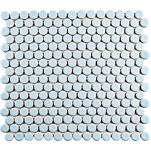 Hudson Penny Round Cashmere Blue 11-7/8" x 12-5/8" Porcelain Mosaic Tile -10 Sheets Per Case -10.5 Sq. Ft.