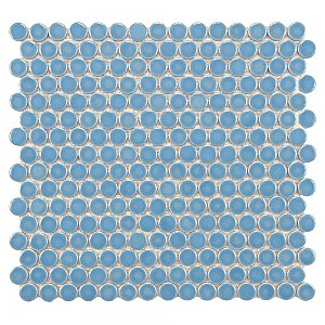 Hudson Penny Round Light Blue 11-7/8" x 12-5/8" Porcelain Mosaic Tile -10 Sheets Per Case -10.5 Sq. Ft.