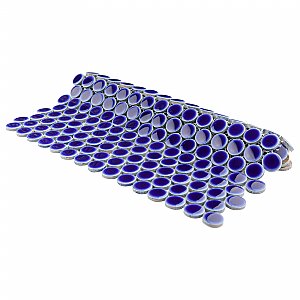 Hudson Penny Round Cobalt 11-7/8" x 12-5/8" Porcelain Mosaic Tile -10 Sheets Per Case -10.5 Sq. Ft.