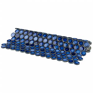 Hudson Penny Round Glossy Sapphire 11-7/8" x 12-5/8" Porcelain Mosaic Tile -10 Sheets Per Case -10.5 Sq. Ft.