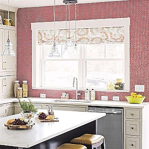 Hudson Penny Round Vermilio 11-7/8" x 12-5/8" Porcelain Mosaic Tile -10 Sheets Per Case -10.5 Sq. Ft.