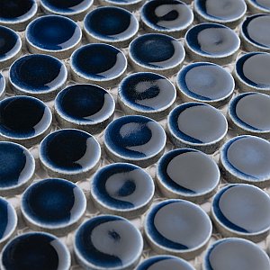 Hudson Penny Round Midnight 11-7/8" x 12-5/8" Porcelain Mosaic Tile -10 Sheets Per Case -10.5 Sq. Ft.
