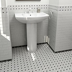 Spiral Black and White 12-5/8" x 12-5/8" Porcelain Mosaic Tile -10 Tiles Per Case -11.3 Sq. Ft.