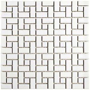 Spiral Matte Wht/Glossy Wht Dot 12-5/8" x 12-5/8" Porcelain Mosaic Tile -10 Tiles Per Case -11.3 Sq. Ft.