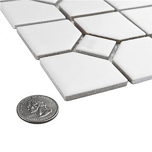 Oxford M Wht w/Glossy Wht Dot 11-3/8" x 11-3/8" Porcelain Mosaic Tile -10 Tiles Per Case -9.2 Sq. Ft.