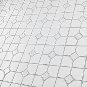 Oxford M Wht w/Glossy Wht Dot 11-3/8" x 11-3/8" Porcelain Mosaic Tile -10 Tiles Per Case -9.2 Sq. Ft.