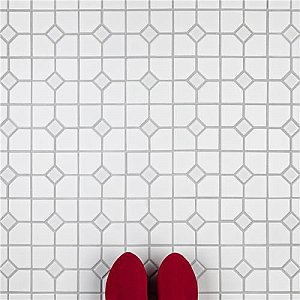 Oxford M Wht w/Glossy Wht Dot 11-3/8" x 11-3/8" Porcelain Mosaic Tile -10 Tiles Per Case -9.2 Sq. Ft.