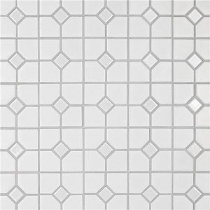 Oxford M Wht w/Glossy Wht Dot 11-3/8" x 11-3/8" Porcelain Mosaic Tile -10 Tiles Per Case -9.2 Sq. Ft.