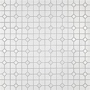 Oxford M Wht w/Glossy Wht Dot 11-3/8" x 11-3/8" Porcelain Mosaic Tile -10 Tiles Per Case -9.2 Sq. Ft.