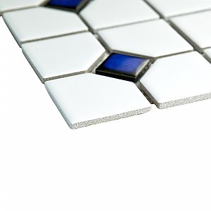 Oxford Matte Wht w/Cobalt Dot 11-3/8" x 11-3/8" Porcelain Mosaic Tile -10 Tiles Per Case -9.2 Sq. Ft.