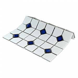 Oxford Matte Wht w/Cobalt Dot 11-3/8" x 11-3/8" Porcelain Mosaic Tile -10 Tiles Per Case -9.2 Sq. Ft.