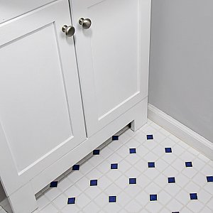 Oxford Matte Wht w/Cobalt Dot 11-3/8" x 11-3/8" Porcelain Mosaic Tile -10 Tiles Per Case -9.2 Sq. Ft.