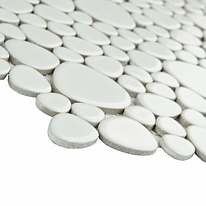 Pebble White 10-3/4" x 10-7/8" Porcelain Mosaic Tile -10 Tiles Per Case -8.3 Sq. Ft.