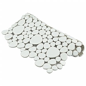 Pebble White 10-3/4" x 10-7/8" Porcelain Mosaic Tile -10 Tiles Per Case -8.3 Sq. Ft.