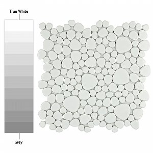 Pebble White 10-3/4" x 10-7/8" Porcelain Mosaic Tile -10 Tiles Per Case -8.3 Sq. Ft.