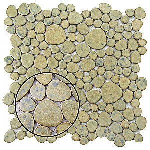 Pebble Green Mosaic Tiles 10-3/4" x 10-7/8" Porcelain Mosaic Tile -10 Tiles Per Case -8.3 Sq. Ft.