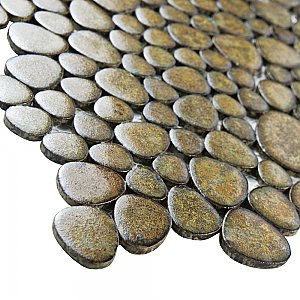 Pebble Brownstone 10-3/4" x 10-7/8" Porcelain Mosaic Tile -10 Tiles Per Case -8.3 Sq. Ft.