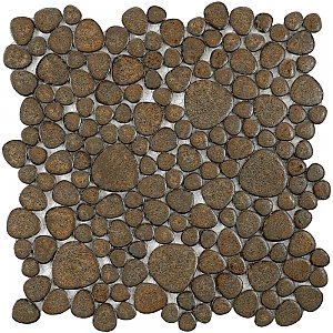 Pebble Brownstone 10-3/4" x 10-7/8" Porcelain Mosaic Tile -10 Tiles Per Case -8.3 Sq. Ft.