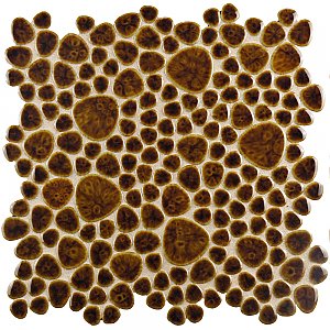 Pebble Mahogany 10-3/4" x 10-7/8" Porcelain Mosaic Tile -10 Tiles Per Case -8.3 Sq. Ft.