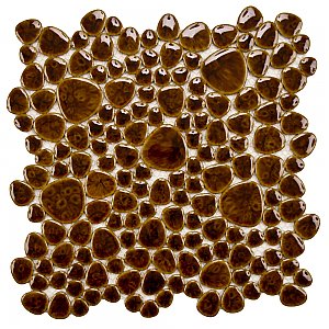 Pebble Mahogany 10-3/4" x 10-7/8" Porcelain Mosaic Tile -10 Tiles Per Case -8.3 Sq. Ft.