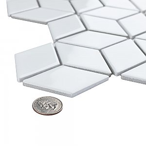 Hudson Rhombus Glossy White 10-1/4" x 11-3/4" Porcelain Mosaic Tile -10 Sheets Per Case -8.56 Sq. Ft.