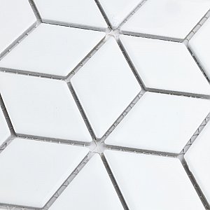 Hudson Rhombus Glossy White 10-1/4" x 11-3/4" Porcelain Mosaic Tile -10 Sheets Per Case -8.56 Sq. Ft.