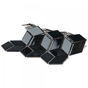 Hudson Rhombus Glossy Black 10-1/4" x 11-3/4" Porcelain Mosaic Tile -10 Sheets Per Case -8.56 Sq. Ft.
