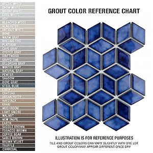 Hudson Rhombus Sapphire 10-1/4" x 11-3/4" Porcelain Mosaic Tile -10 Sheets Per Case -8.56 Sq. Ft.