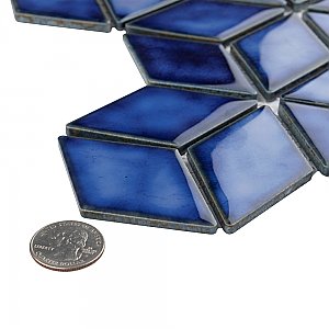 Hudson Rhombus Sapphire 10-1/4" x 11-3/4" Porcelain Mosaic Tile -10 Sheets Per Case -8.56 Sq. Ft.