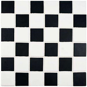 Squire Quad Black & White Checkerboard 12-1/2" x 12-1/2" Porcelain Mosaic Tile - Sold Per Case of 10  - 11.06 Square Feet