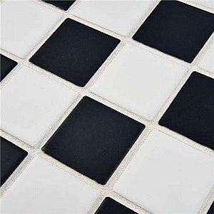 Squire Quad Black & White Checkerboard 12-1/2" x 12-1/2" Porcelain Mosaic Tile - Sold Per Case of 10  - 11.06 Square Feet