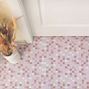 Crystalline Square Pink 12" x 12" Porcelain Mosaic Tile -10 Sheets Per Case -10.2 Sq. Ft.