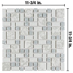 University Light Grey 11-3/4" x 11-3/4" Porcelain Mosaic Tile - 10 Tiles Per Case - 9.8 Sq. Ft.
