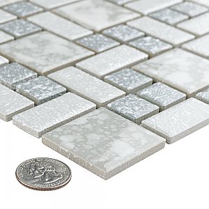 University Light Grey 11-3/4" x 11-3/4" Porcelain Mosaic Tile - 10 Tiles Per Case - 9.8 Sq. Ft.
