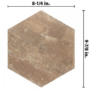 Brickyard Hex Beige 8-1/2" x  9-7/8" Porcelain Floor & Wall Tile - 29 Tiles Per Case - 13.05 Sq. Ft.