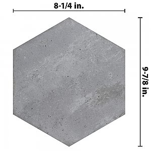 Brickyard Hex White 8-1/2" x  9-7/8" Porcelain Floor & Wall Tile - 29 Tiles Per Case - 13.05 Sq. Ft.