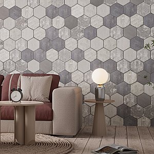 Brickyard Hex White 8-1/2" x  9-7/8" Porcelain Floor & Wall Tile - 29 Tiles Per Case - 13.05 Sq. Ft.