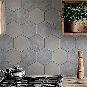Brickyard Hex White 8-1/2" x  9-7/8" Porcelain Floor & Wall Tile - 29 Tiles Per Case - 13.05 Sq. Ft.