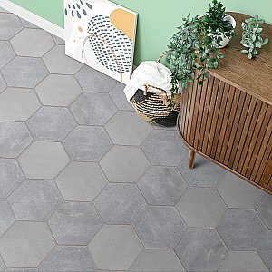 Brickyard Hex White 8-1/2" x  9-7/8" Porcelain Floor & Wall Tile - 29 Tiles Per Case - 13.05 Sq. Ft.