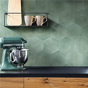 Matter Hex Green 7-7/8"x9" Porcelain F/W Tile - Per Case of 10 - 3.80 Sq. Ft