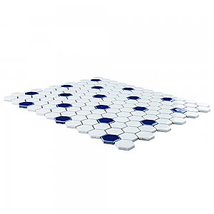 Metro Ion 1" Hex Sapphire Dot With Glossy White 10-1/4" x 11-7/8" Porcelain Mosaic Floor & Wall Tile