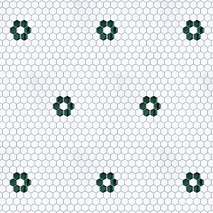 Metro Ion 1" Hex Emerald Single Flower With Gloss White 10-1/4" x 11-7/8" Floor & Wall Tile - 10 Tiles Per Case - 8.6 Sq. Ft.