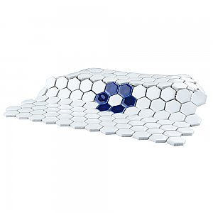 Metro Ion 1" Hex Sapphire Flower With Glossy White 10-1/4" x 11-7/8" Porcelain Mosaic Floor & Wall Tile