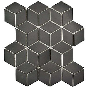 Metro Rhombus Glossy Gray Porcelain Mosaic Tile - Sold Per Case of 10 - 9.14 Square Feet