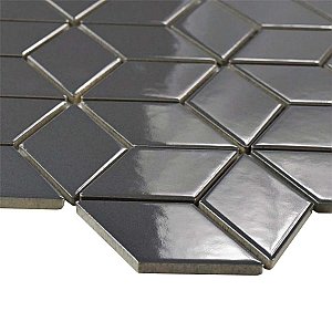 Metro Rhombus Glossy Gray Porcelain Mosaic Tile - Sold Per Case of 10 - 9.14 Square Feet