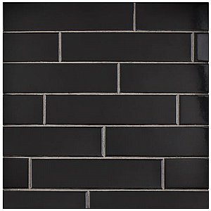 Metro Soho Subway   - Glossy Black - 1.75" x 7.75" - Per Case of 120 - 12 Square Foot