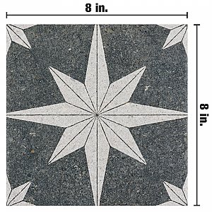 Compass Star Lava Stone 8" x 8" Porcelain Tile - Per Case of 25 Tile - 11.50 Sq. Ft. Per Case